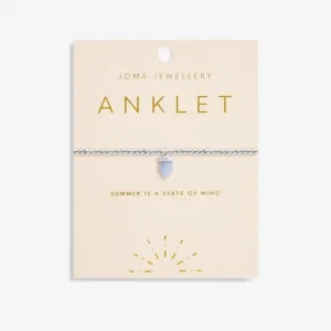 Anklet Blue Agate Crystal Silver Plated Anklet 23cm Stretch Anklet 6946