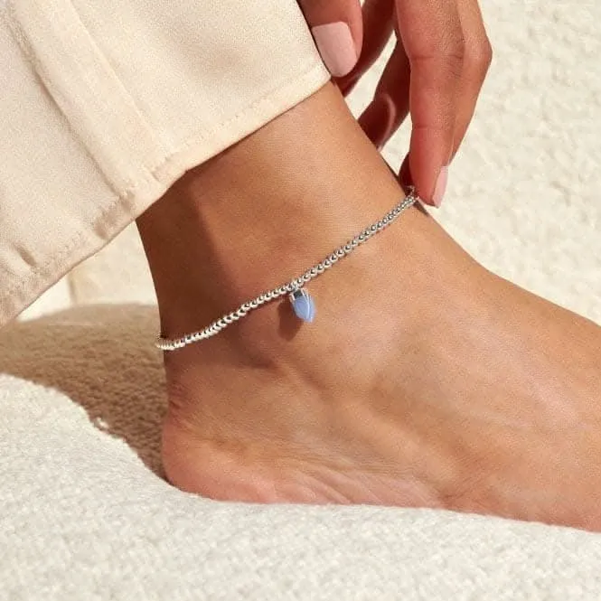 Anklet Blue Agate Crystal Silver Plated Anklet 23cm Stretch Anklet 6946