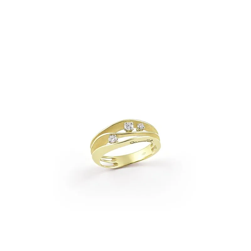 Annamaria Cammilli 18ct Lemon Bamboo Gold 0.13ct Diamond Dune Series Stacking Ring
