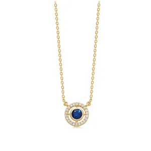 Astley Clarke Mini Icon Aura 14ct Yellow Gold Diamond Sapphire Pendant D