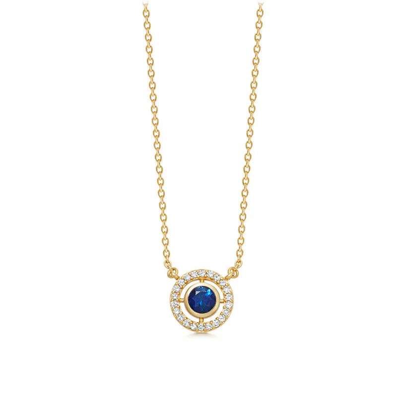 Astley Clarke Mini Icon Aura 14ct Yellow Gold Diamond Sapphire Pendant D
