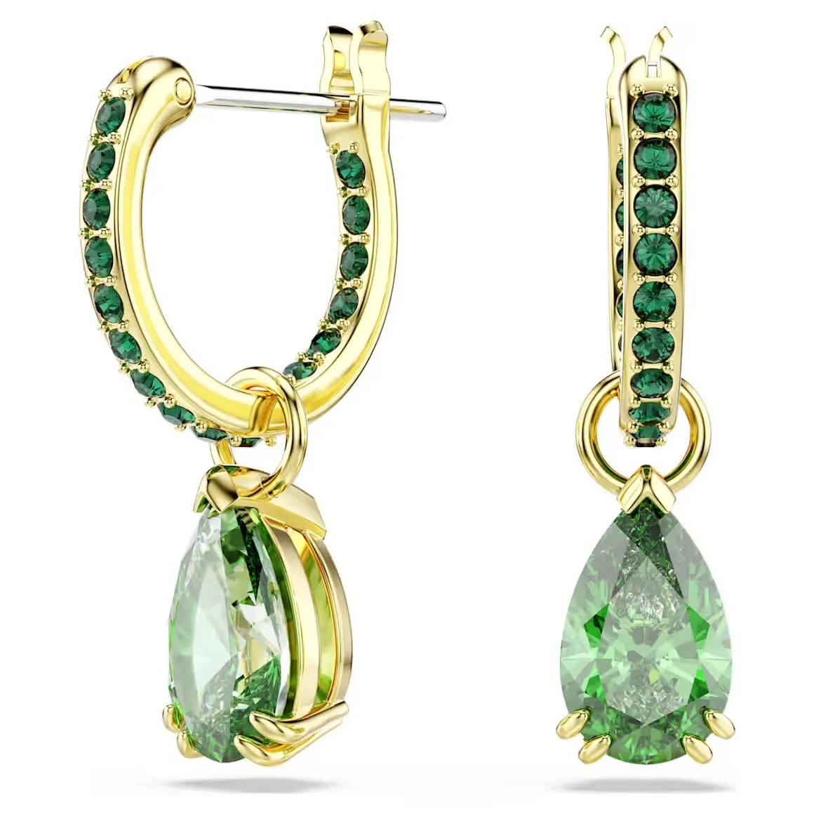 Attract Pear Green Gold Drop Earrings