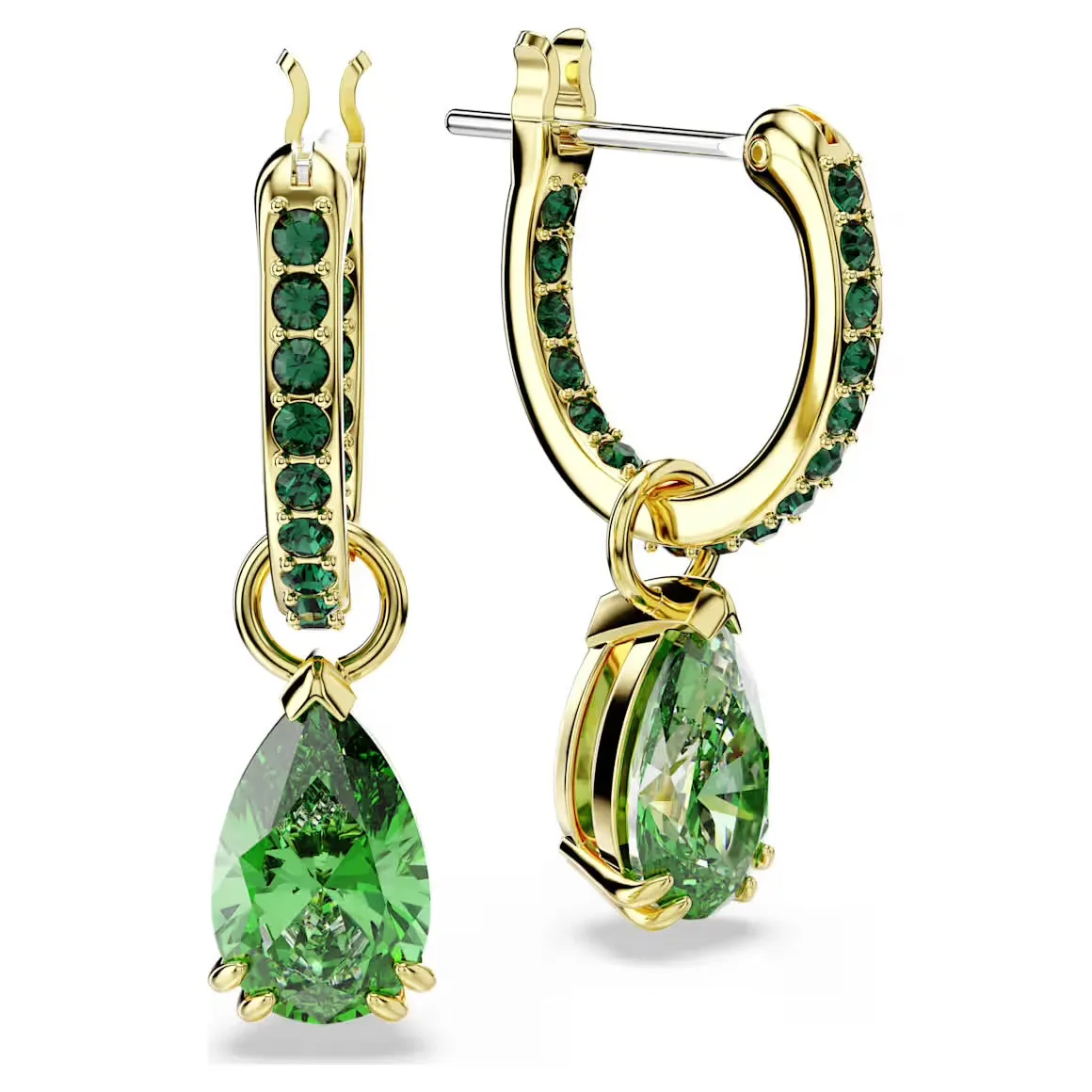 Attract Pear Green Gold Drop Earrings