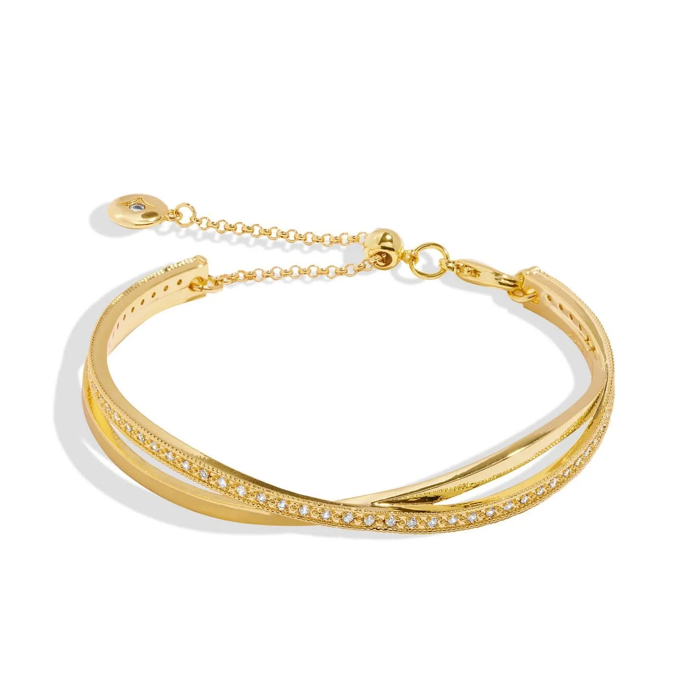 Bar Gold Crossover Gold Plated 6cm Bangle 8724
