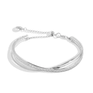 Bar Silver Crossover Silver Plated 6cm Bangle 8725