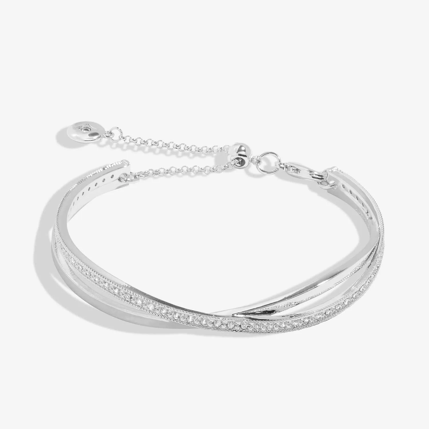 Bar Silver Crossover Silver Plated 6cm Bangle 8725