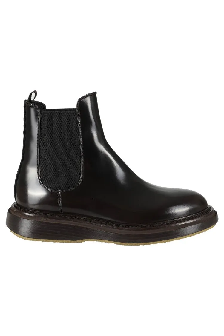 Beatles Brushed Leather Boots With Elastic Side Panels