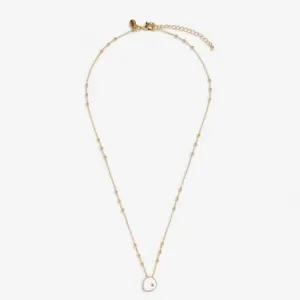 Beau White Enamel Gold Plated Zirconia 46cm   5cm Necklace 7123