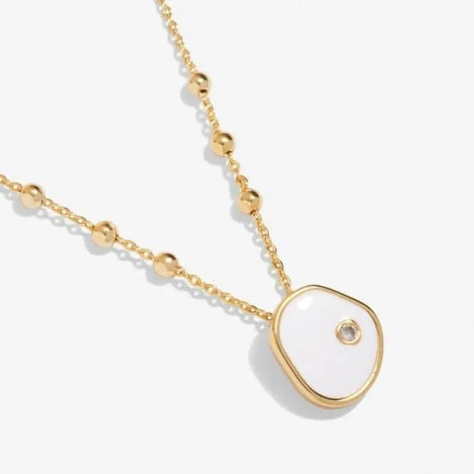 Beau White Enamel Gold Plated Zirconia 46cm   5cm Necklace 7123