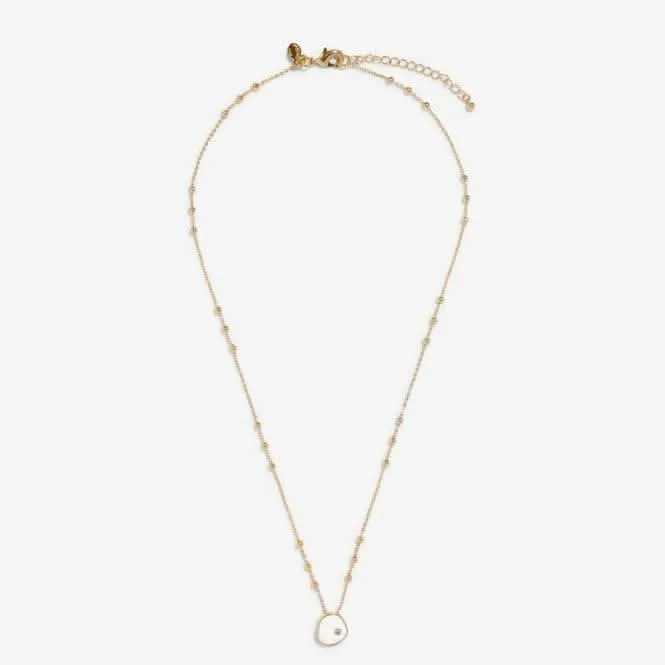 Beau White Enamel Gold Plated Zirconia 46cm   5cm Necklace 7123