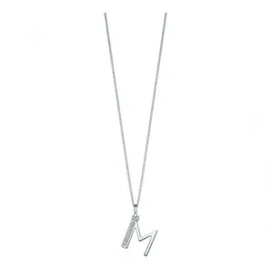 Beginnings Sterling Silver Art Deco Initial M Cubic Zirconia Pendant P4735C