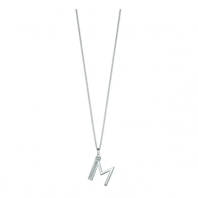 Beginnings Sterling Silver Art Deco Initial M Cubic Zirconia Pendant P4735C