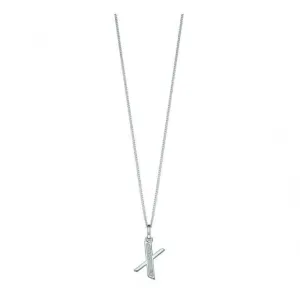 Beginnings Sterling Silver Art Deco Initial X Cubic Zirconia Pendant P4746C