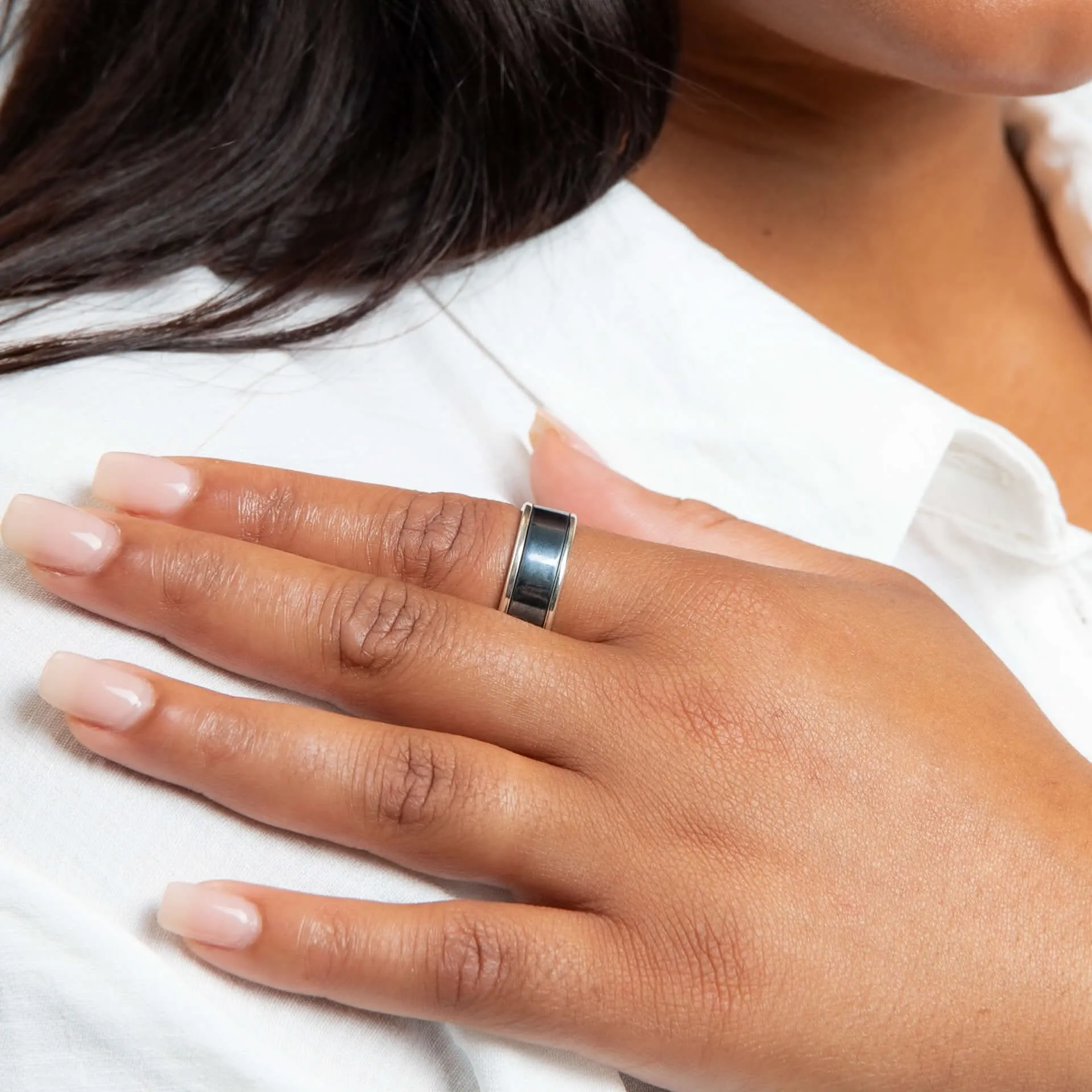 Beginnings Sterling Silver Brushed Design Spinner Ring R3908