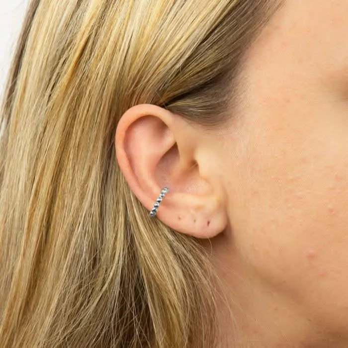 Beginnings Sterling Silver C161 Ball Hoop Earrings Ear Cuff