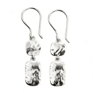 Beginnings Sterling Silver Double Drop Hammered Earrings E5773