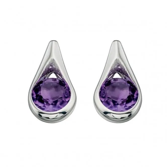 Beginnings Sterling Silver E205M Amethyst Teardrop Earrings