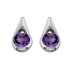 Beginnings Sterling Silver E205M Amethyst Teardrop Earrings