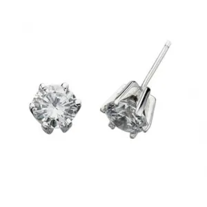 Beginnings Sterling Silver E2285C Clear Cz Round Stud Earrings