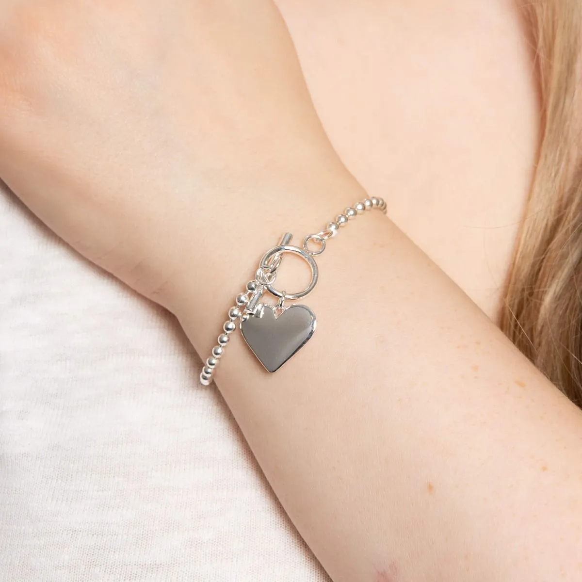 Beginnings Sterling Silver Heart Ball Chain Bracelet B5073