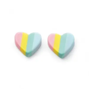 Beginnings Sterling Silver Pastel Stripe Resin Heart Earrings A2022