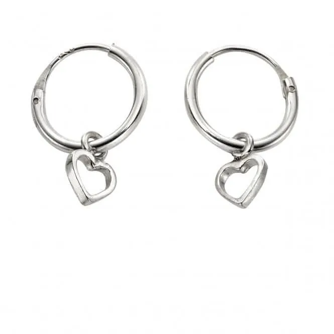 Beginnings Sterling Silver Sleeper Hoops With Open Heart Earrings H250
