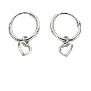 Beginnings Sterling Silver Sleeper Hoops With Open Heart Earrings H250
