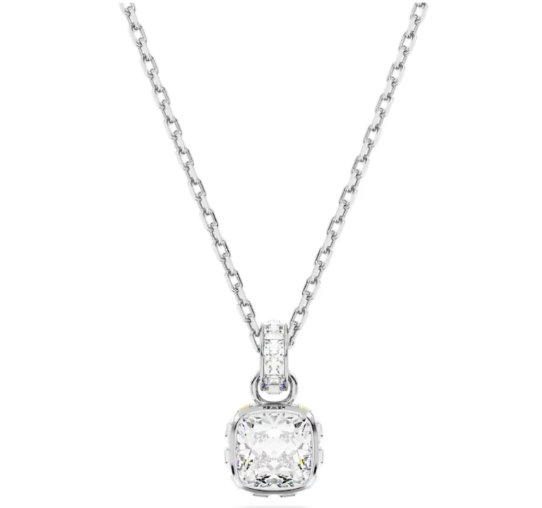 Birthstone April White Square - Necklace & Earrings
