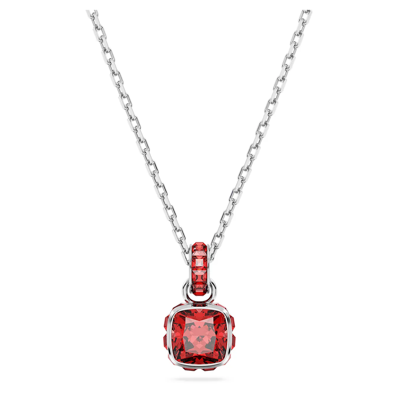 Birthstone July Red Square - Necklace & Earring