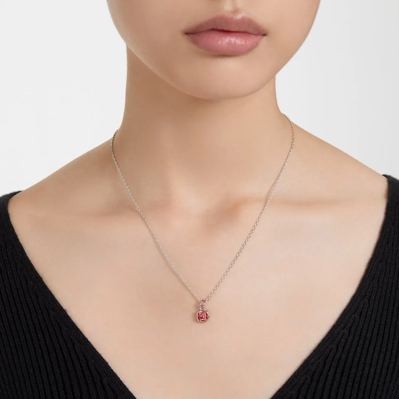 Birthstone July Red Square - Necklace & Earring