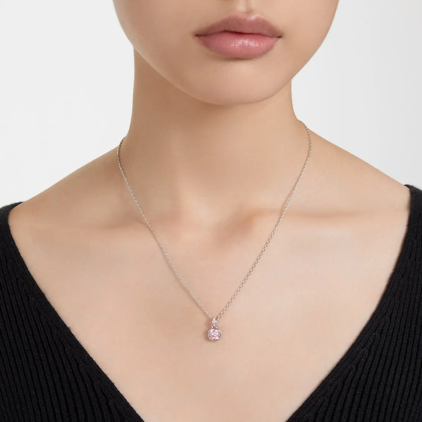Birthstone June Pink Square - Necklace & Earring