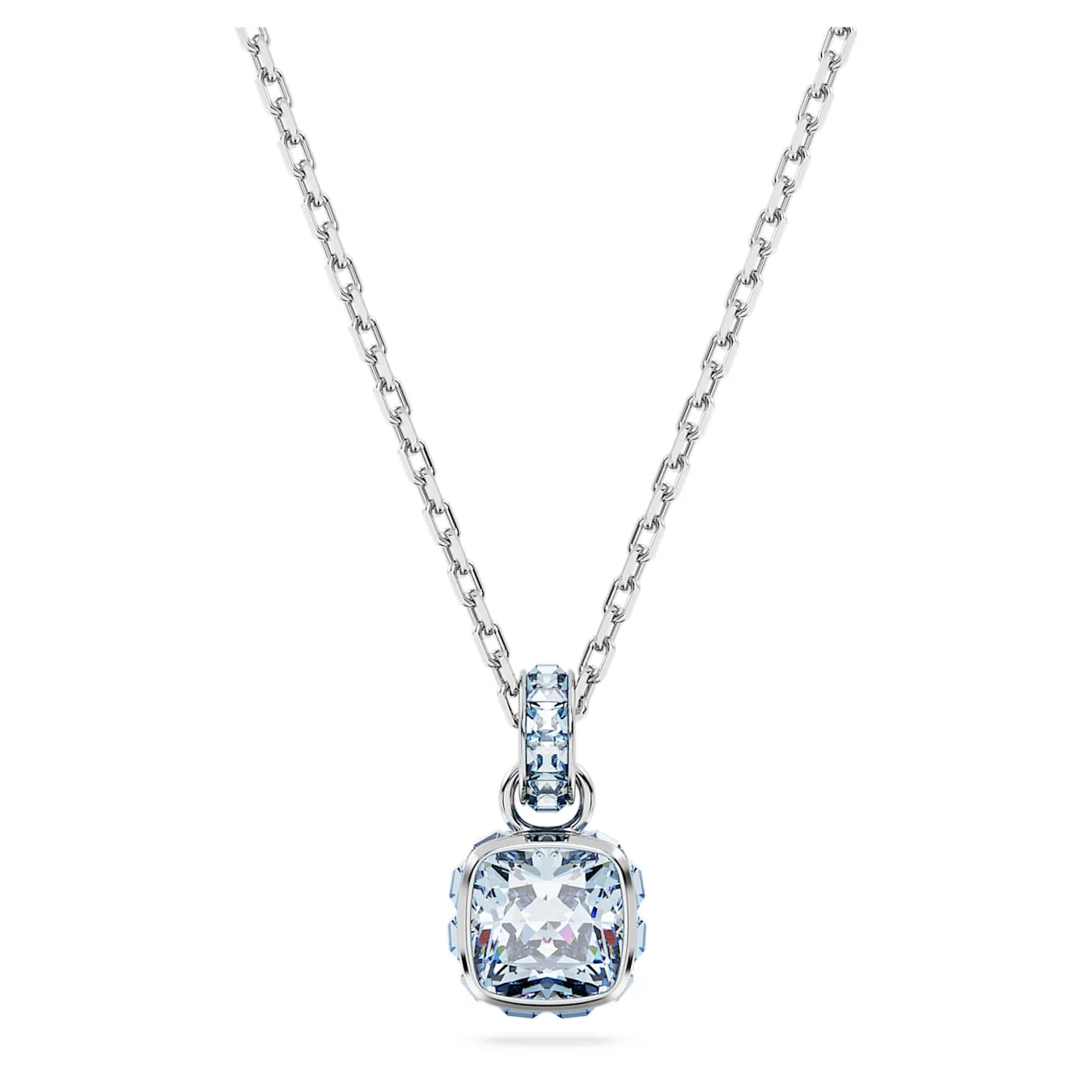 Birthstone March Blue Square - Necklace & Earring