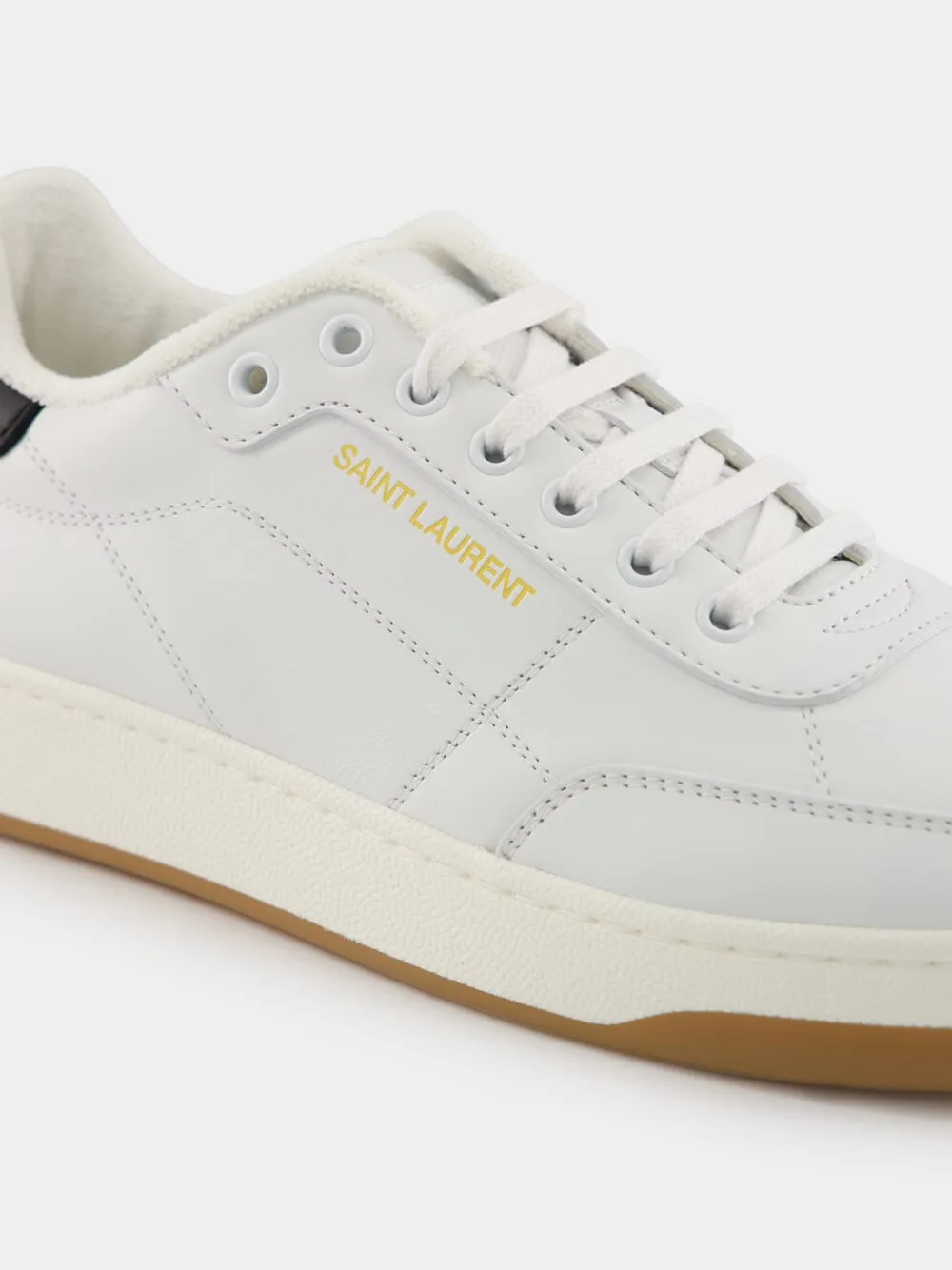 Blanc Optique and Black Sneakers in Smooth Leather