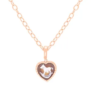 Cameo Italy Rose Gold Plated Sterling Silver Heart Rocking Horse Necklace D