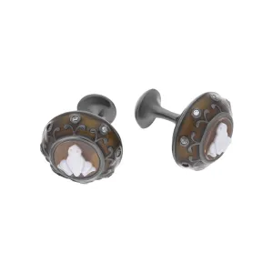 Cameo Italy Sterling Silver Frog Cufflinks D