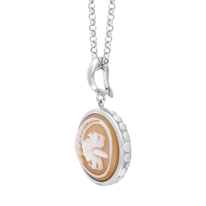 Cameo Italy Sterling Silver Round Hibiscus Necklace D