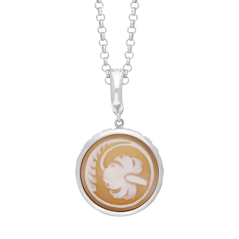 Cameo Italy Sterling Silver Round Hibiscus Necklace D