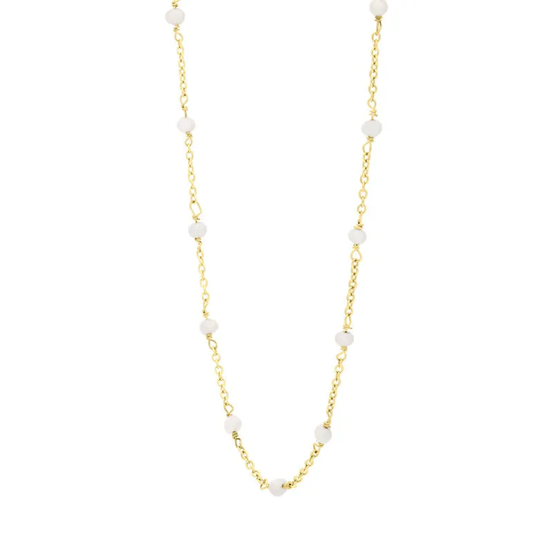 Cameo Italy Sterling Silver Yellow Gold Plated Chain Pearl Necklet 45cm D
