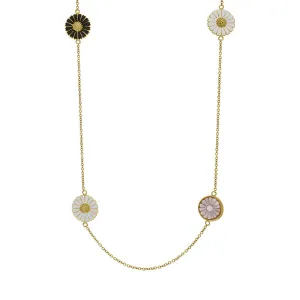 Cameo Italy Yellow Gold Plated Sterling Silver Daisy Necklace D