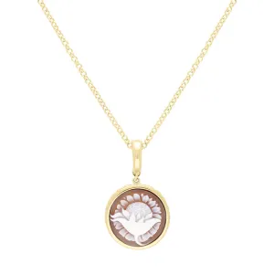 Cameo Italy Yellow Gold Plated Sterling Silver Round Sunflower Necklace D