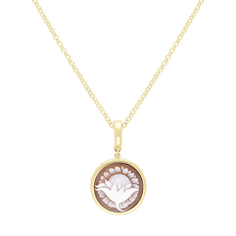 Cameo Italy Yellow Gold Plated Sterling Silver Round Sunflower Necklace D