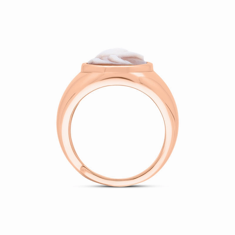 Cameo Italy Rose Gold Plated Sterling Silver Signet Tulip Ring D