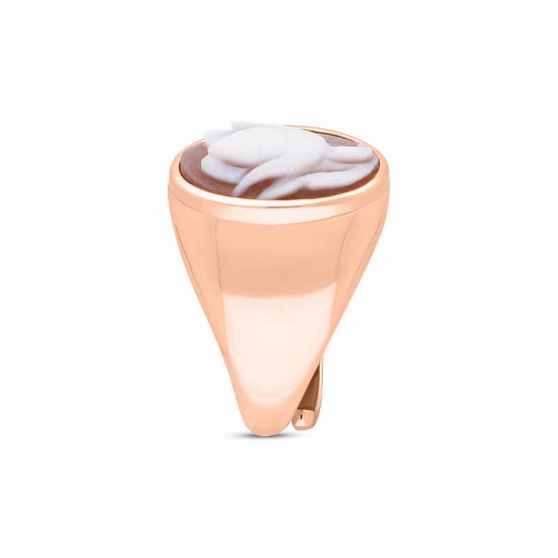 Cameo Italy Rose Gold Plated Sterling Silver Signet Tulip Ring D