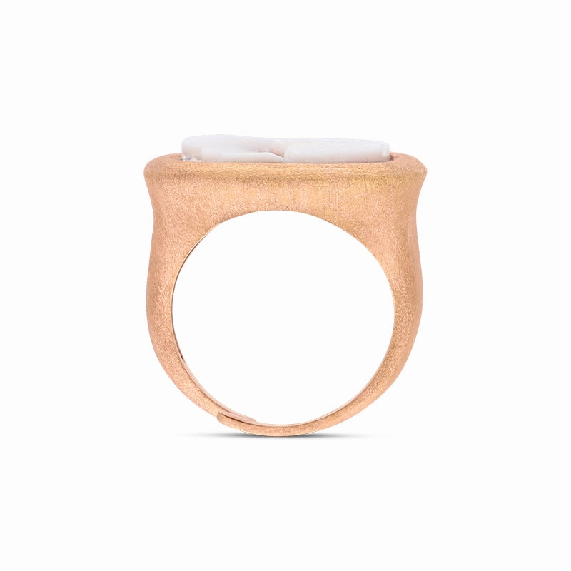 Cameo Italy Rose Gold Plated Sterling Silver Square Curled Flower Ring D