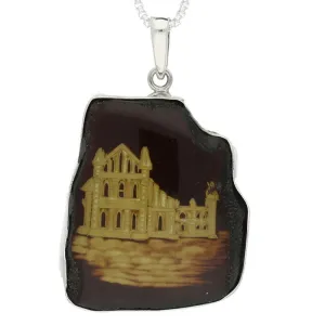 Carved Organic Sterling Silver Amber Abbey Rhombus Pendant D