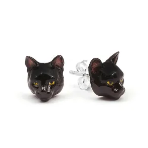 Cat Fever Sterling Silver Enamelled European Muzzle Earrings