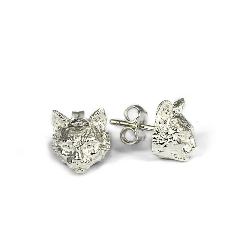 Cat Fever Sterling Silver Norwegian Forest Cat Muzzle Earrings