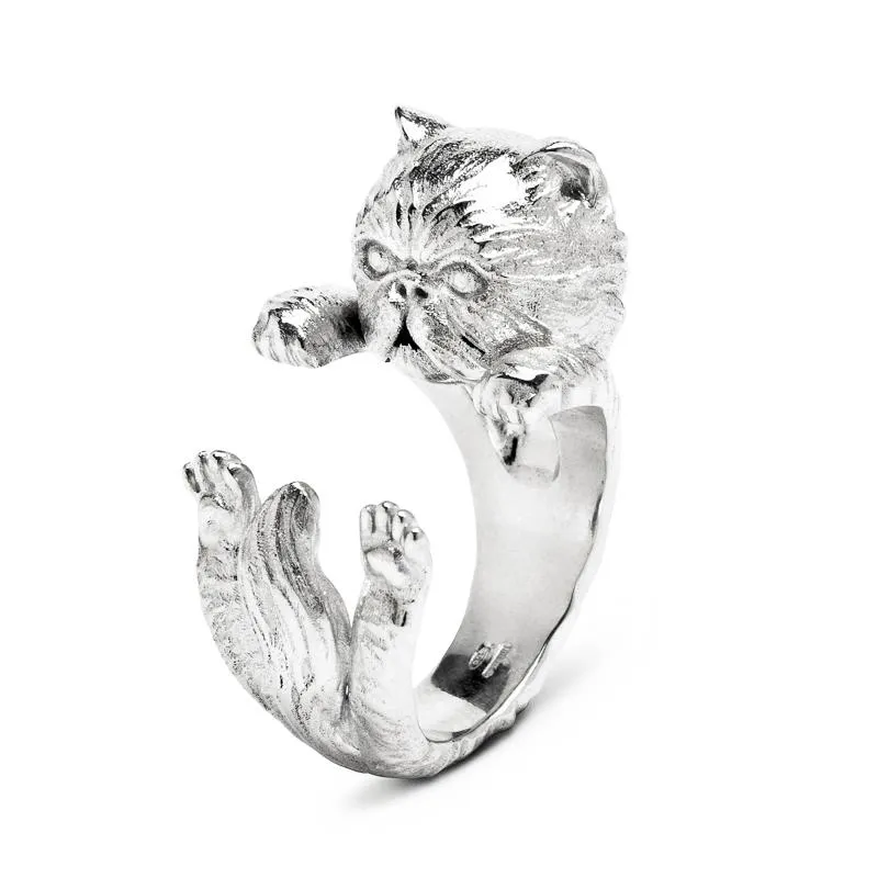 Cat Fever Sterling Silver Persian Hug Ring