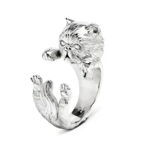 Cat Fever Sterling Silver Persian Hug Ring