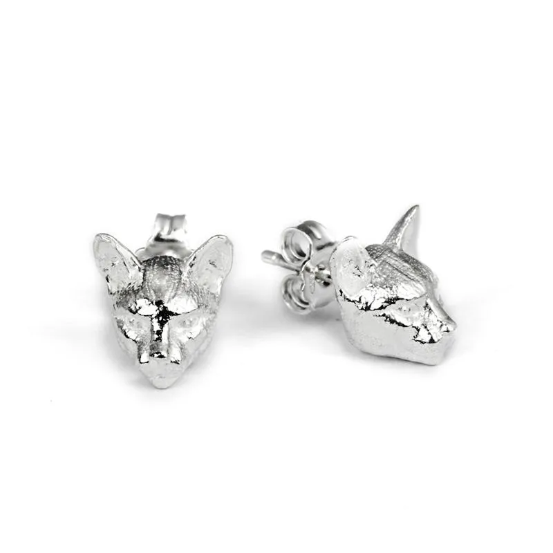 Cat Fever Sterling Silver Siamese Muzzle Earrings